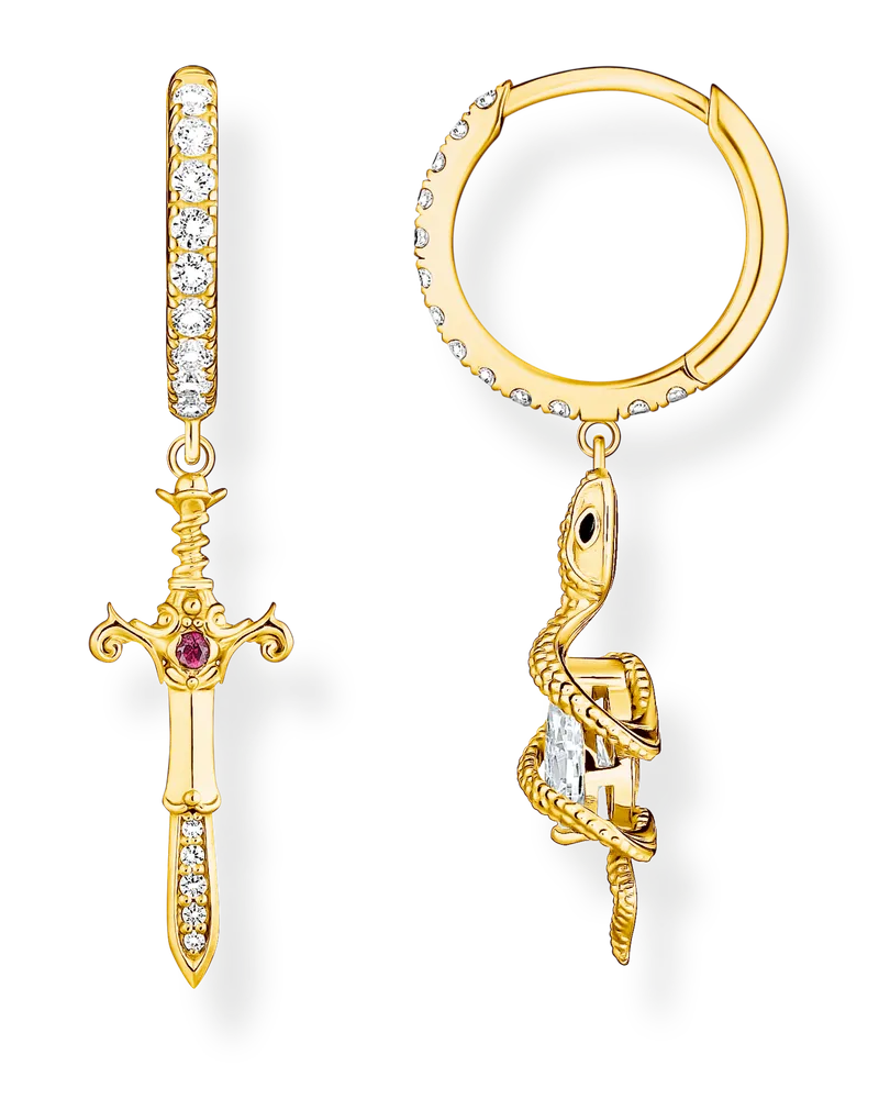Thomas Sabo Damen Creolen mit Anhänger Tempting Romance vergoldet, Sterlingsilber Gelbgold vergoldet Gelbgoldfarben