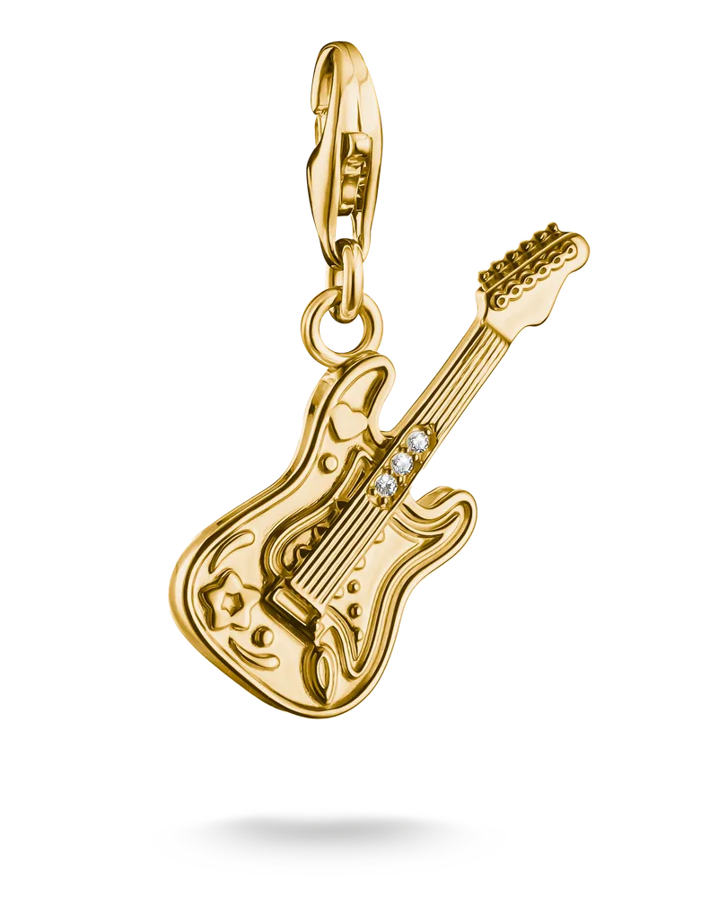 Thomas Sabo Damen Member Charm-Anhänger E-Gitarre vergoldet, Sterlingsilber Gelbgold vergoldet Gelbgoldfarben