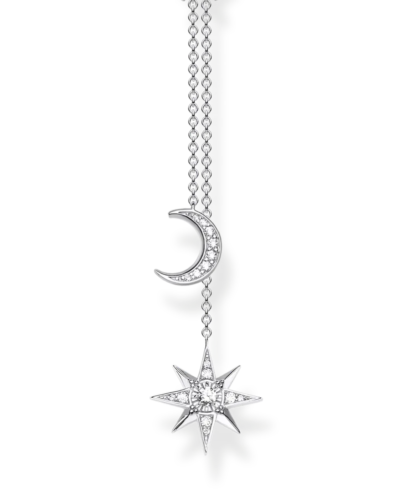 Thomas Sabo Damen Kette Stern und Mond silber, Sterlingsilber Silberfarben