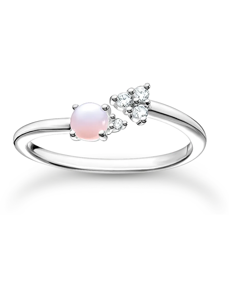 Thomas Sabo Damen Ring Pfeil opalfarbener Stein rosa schimmernd, Sterlingsilber, Charming Collection Pink