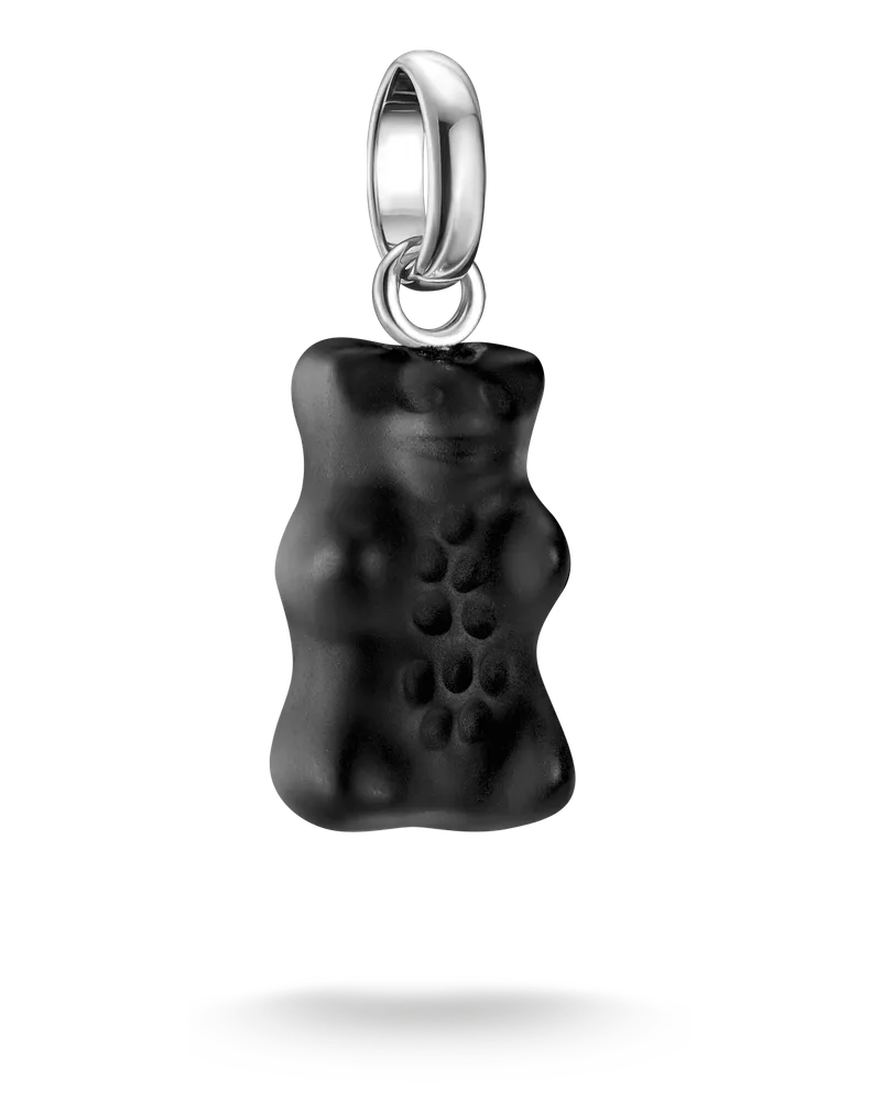 Thomas Sabo Damen Charm-Goldbären-Anhänger in Schwarz Connect Silber, Sterlingsilber / Glas Schwarz