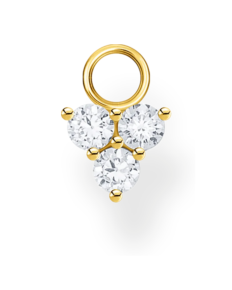 Thomas Sabo Damen Einzel Ohrring Anhänger weiße Steine gold, Sterlingsilber Gelbgold vergoldet, Charming Collection Gelbgoldfarben