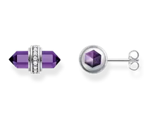 Ohrstecker mit violettem Onyx Kristall Silber