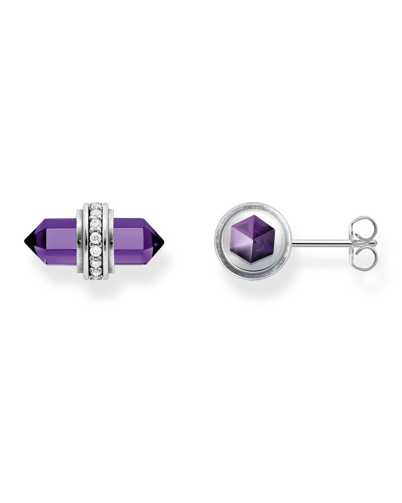 Thomas Sabo Ohrstecker mit violettem Onyx Kristall Silber Silberfarben