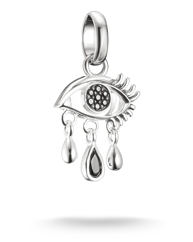 Thomas Sabo Herren Charm-Anhänger Wednesday schwarze Tränen Zirkonia Connect Silber, Sterlingsilber, Charm Club Collection Schwarz