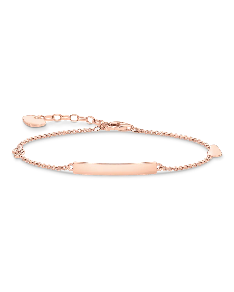 Thomas Sabo Damen Armband klassisch mit Herz und Infinity roségold mit Gravur, Sterlingsilber Roségold vergoldet Roségoldfarben
