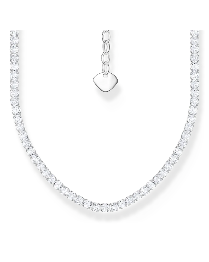 Thomas Sabo Herren Kette mit weißen Steinen Silber, Sterlingsilber Silberfarben