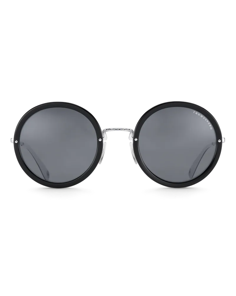 Thomas Sabo Damen Sonnenbrille Romy Rund Ethno, Sterlingsilber geschwärzt Grau