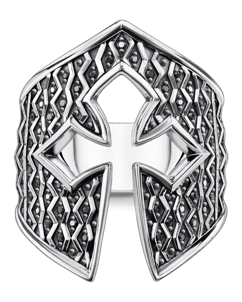 Thomas Sabo Herren Ring Ritterhelm, Sterlingsilber Schwarz