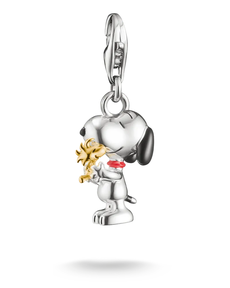 Thomas Sabo Herren Charm-Anhänger Snoopy & Woodstock Friends PEANUTS Original 18k Vergoldung, Sterlingsilber Gelbgold vergoldet, Charm Club Collection Gelbgoldfarben