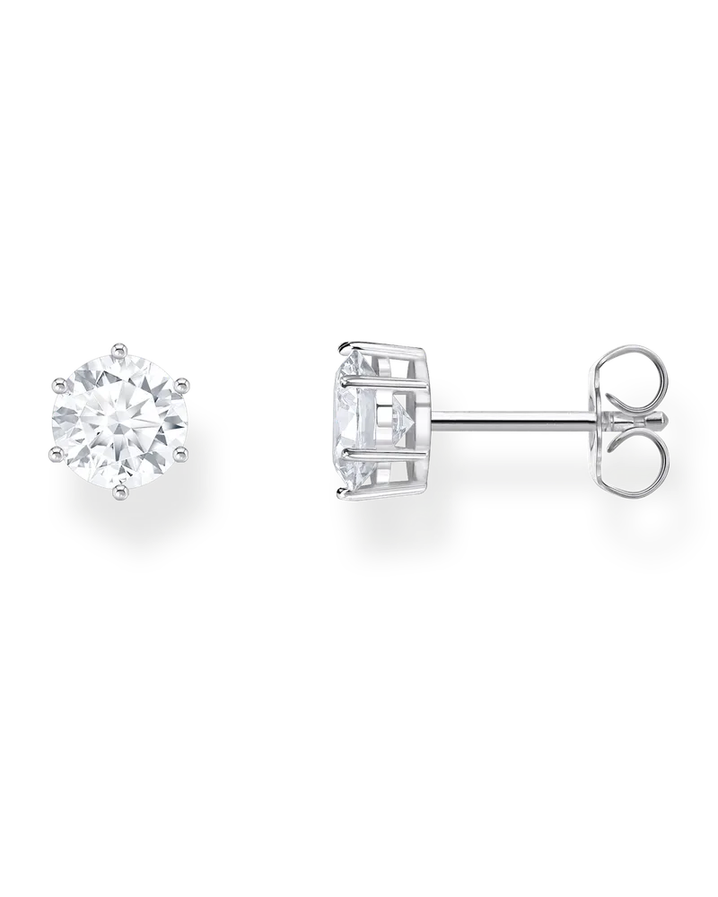 Thomas Sabo Damen Ohrstecker mit weißem Stein im Brillantschliff Silber, Sterlingsilber Silberfarben
