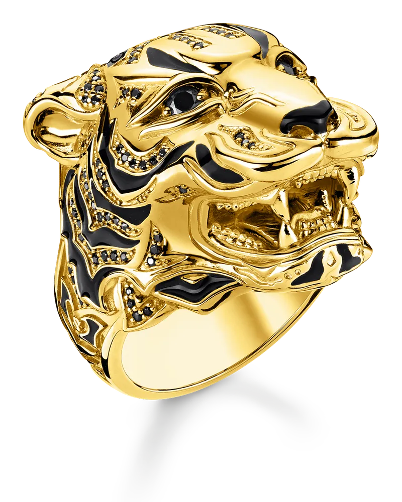 Thomas Sabo Herren Ring Tiger gold, Sterlingsilber Gelbgold vergoldet Gelbgoldfarben