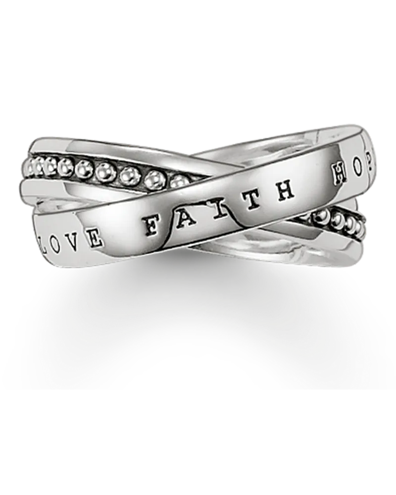 Thomas Sabo Herren Mehrfachring Glaube, Liebe, Hoffnung, Sterlingsilber Silberfarben