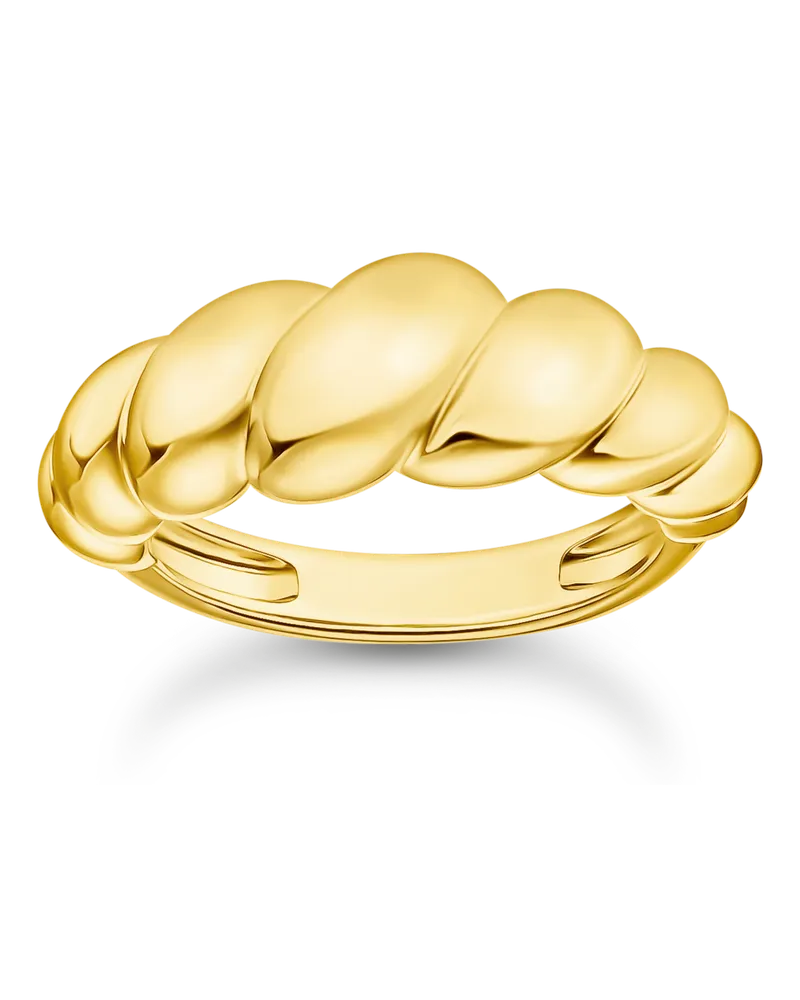 Thomas Sabo Damen Ring organische Formen vergoldet, Sterlingsilber Gelbgold vergoldet Gelbgoldfarben