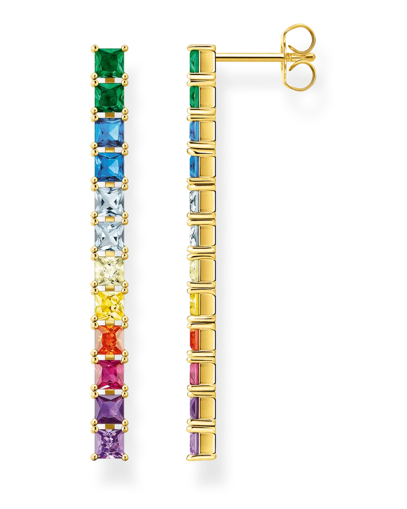 Thomas Sabo Damen Ohrringe bunte Steine gold, Sterlingsilber Gelbgold vergoldet Blau