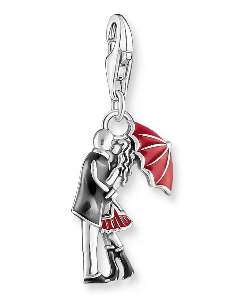 Thomas Sabo Damen Charm-Anhänger küssendes Paar Silber, Sterlingsilber, Charm Club Collection Rot