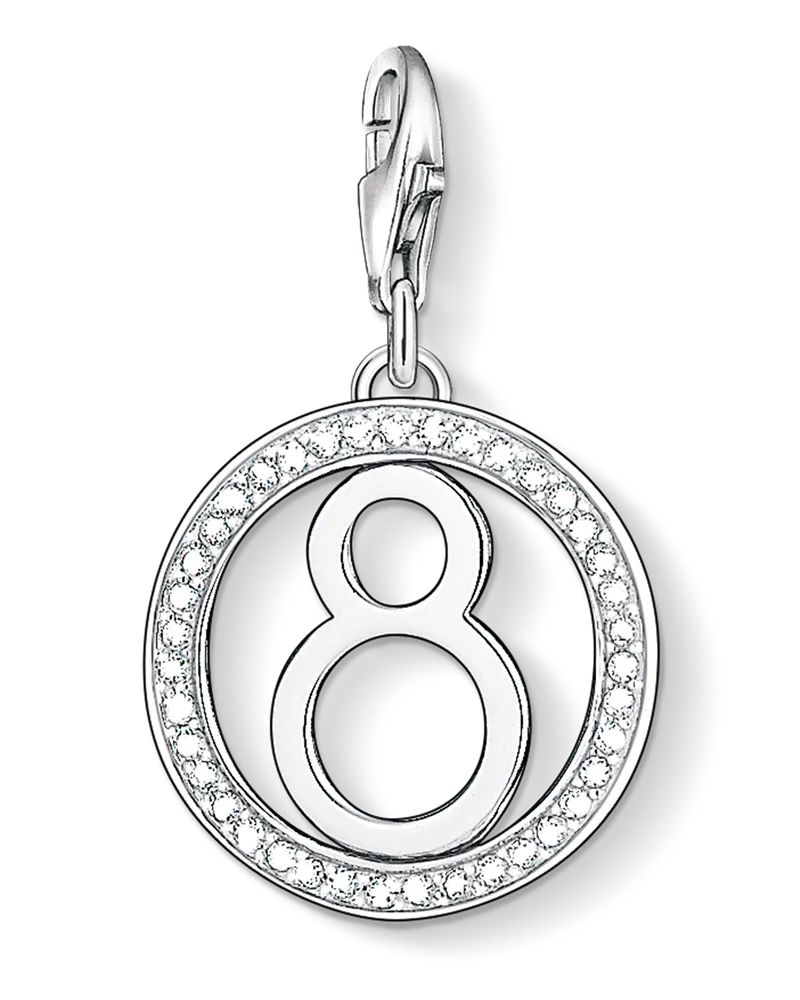 Thomas Sabo Damen Charm-Anhänger Glückszahl 8, Sterlingsilber, Charm Club Collection Silberfarben