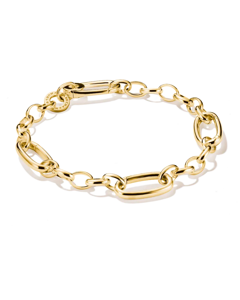 Thomas Sabo Damen Charm-Armband mit drei Connect Links vergoldet, Sterlingsilber Gelbgold vergoldet Gelbgoldfarben