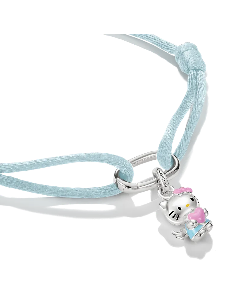 Thomas Sabo Damen Hello Kitty Textilarmband hellblau mit Charm – Connect, M07, Charm Club Collection Gelb