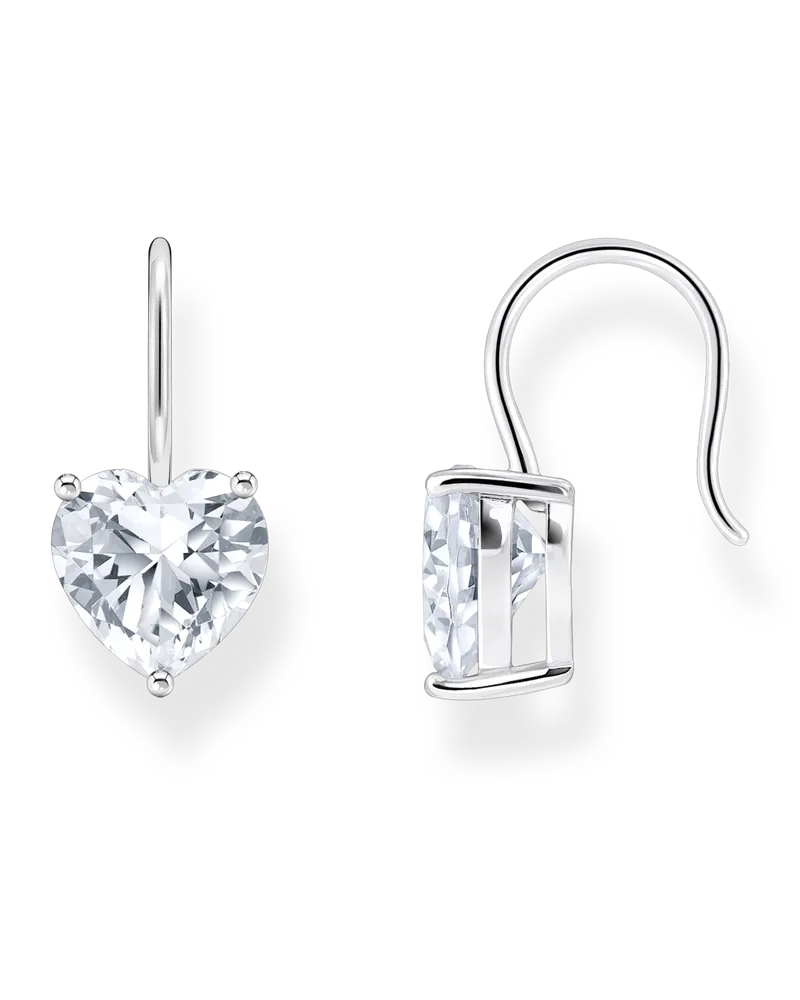 Thomas Sabo Damen Ohrhänger mit weißem Zirkonia-Herz Silber, Sterlingsilber Silberfarben