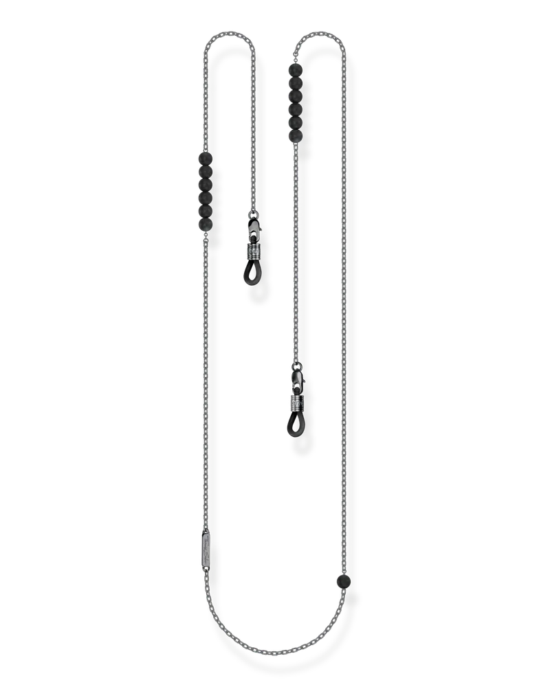 Thomas Sabo Herren Brillenkette mit matt schwarzen Obsidian Beads, 339 Schwarz