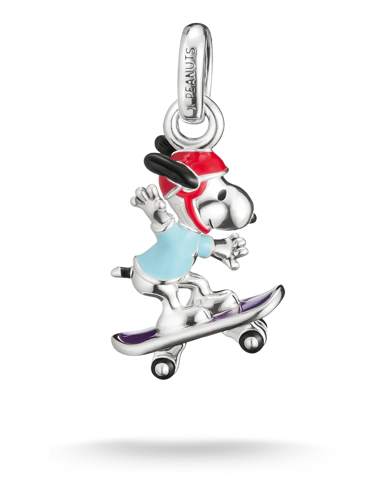 Thomas Sabo Herren Peanuts™ Charm Snoopy auf Skateboard – Connect, Sterlingsilber Rot