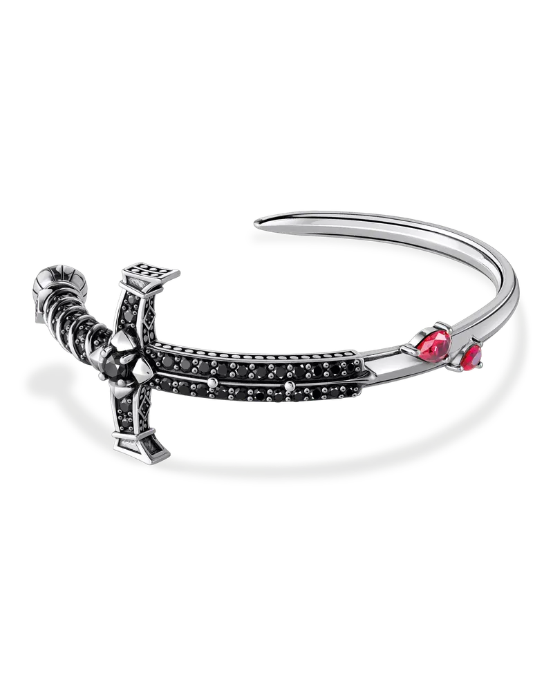 Thomas Sabo Armreif Schwert mit schwarzen und roten Steinen Silber geschwärzt