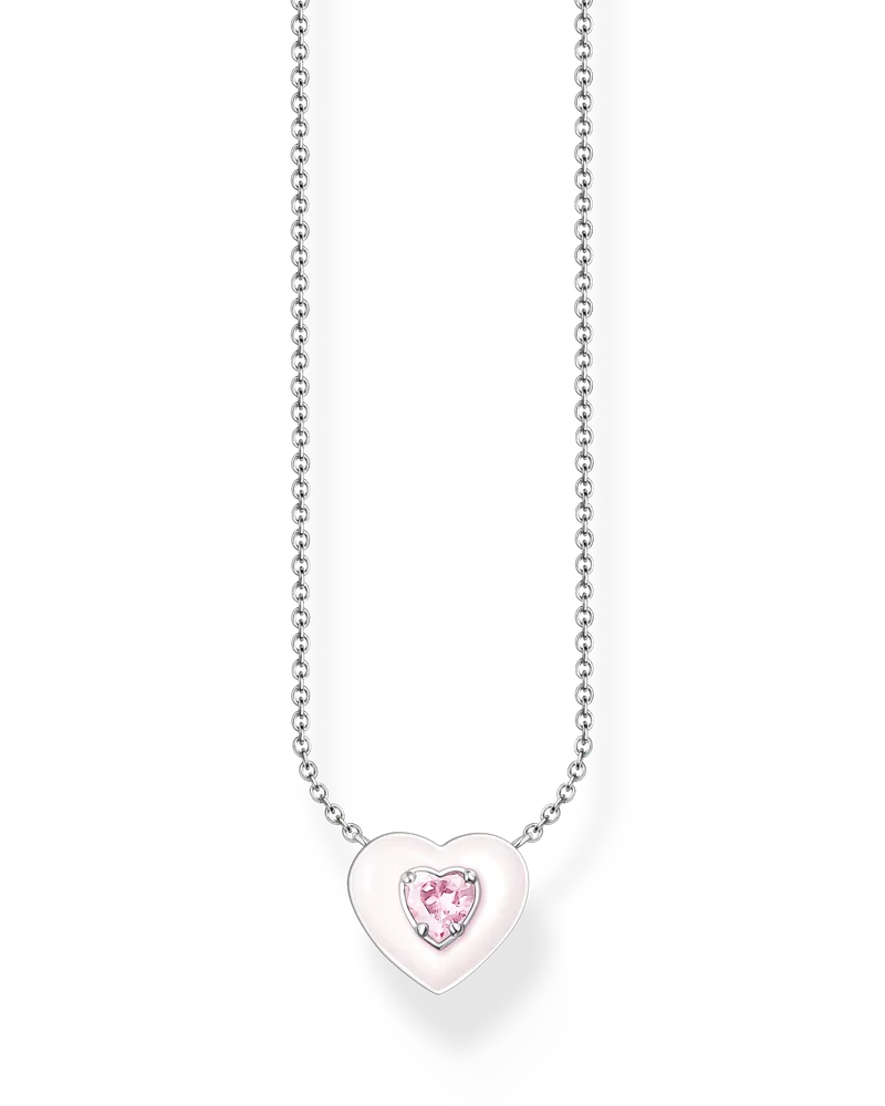 Thomas Sabo Damen Kette Herz mit pinkem Stein Silber, Sterlingsilber, Charming Collection Pink
