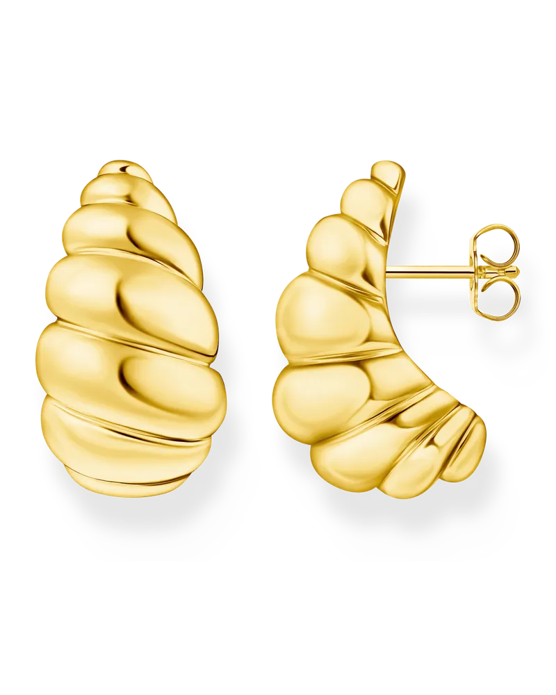 Thomas Sabo Damen Ohrstecker organische Formen vergoldet, Sterlingsilber Gelbgold vergoldet Gelbgoldfarben