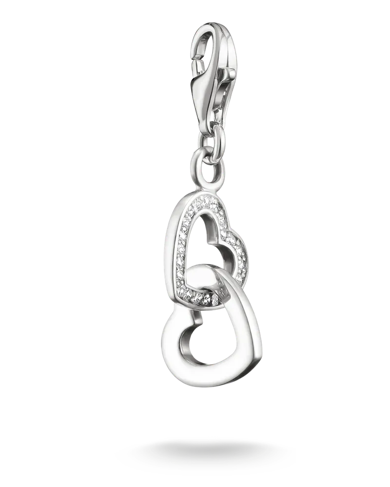 Thomas Sabo Damen Charm-Anhänger Herzen, Sterlingsilber, Charm Club Collection Silberfarben