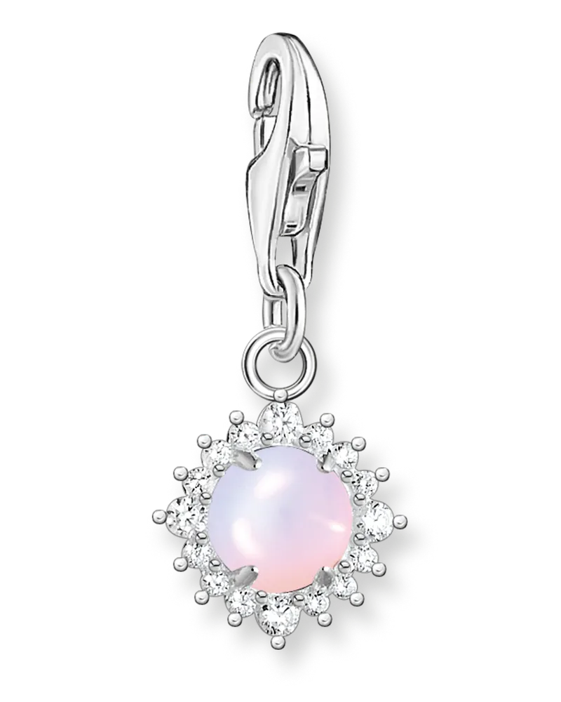 Thomas Sabo Damen Charm-Anhänger opalfarbener Stein rosa schimmernd, Sterlingsilber Pink