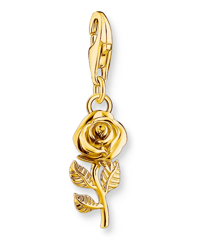 Thomas Sabo Damen Charm-Anhänger Rose vergoldet, Sterlingsilber Gelbgold vergoldet, Charm Club Collection Gelbgoldfarben