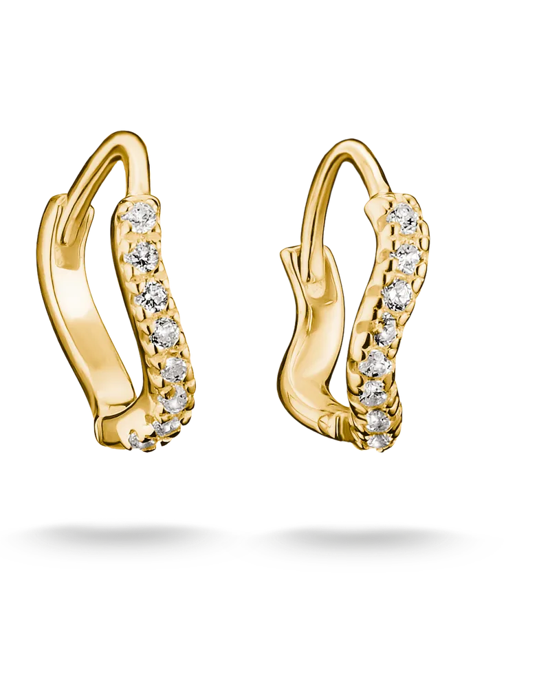 Thomas Sabo Creolen geschwungen mit weißem Zirkonia weiß CR775-M01-14 Gelbgoldfarben
