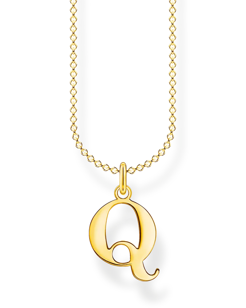 Thomas Sabo Damen Kette Buchstabe Q gold, Sterlingsilber Gelbgold vergoldet, Charming Collection Gelbgoldfarben