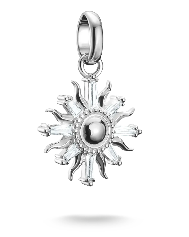 Thomas Sabo Damen Charm-Anhänger Sonne mit Steinen Connect Silber, Sterlingsilber Silberfarben