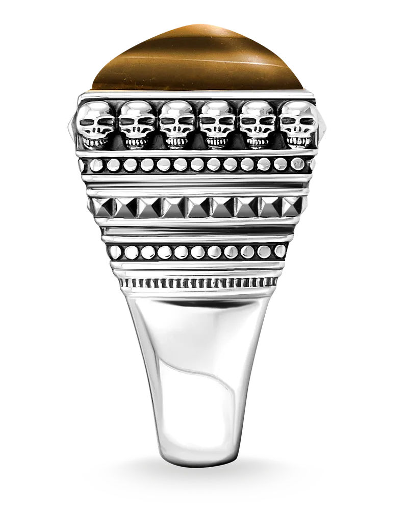 Thomas Sabo Herren Ring Ethno Totenköpfe braun, Sterlingsilber Braun