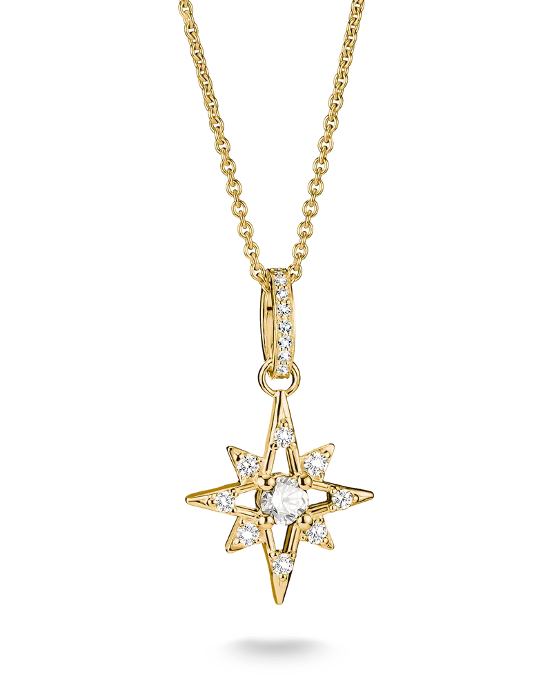 Thomas Sabo Kette Stern mit weißem Zirkonia weiß KE2394-M01-14-L50 Gelbgoldfarben