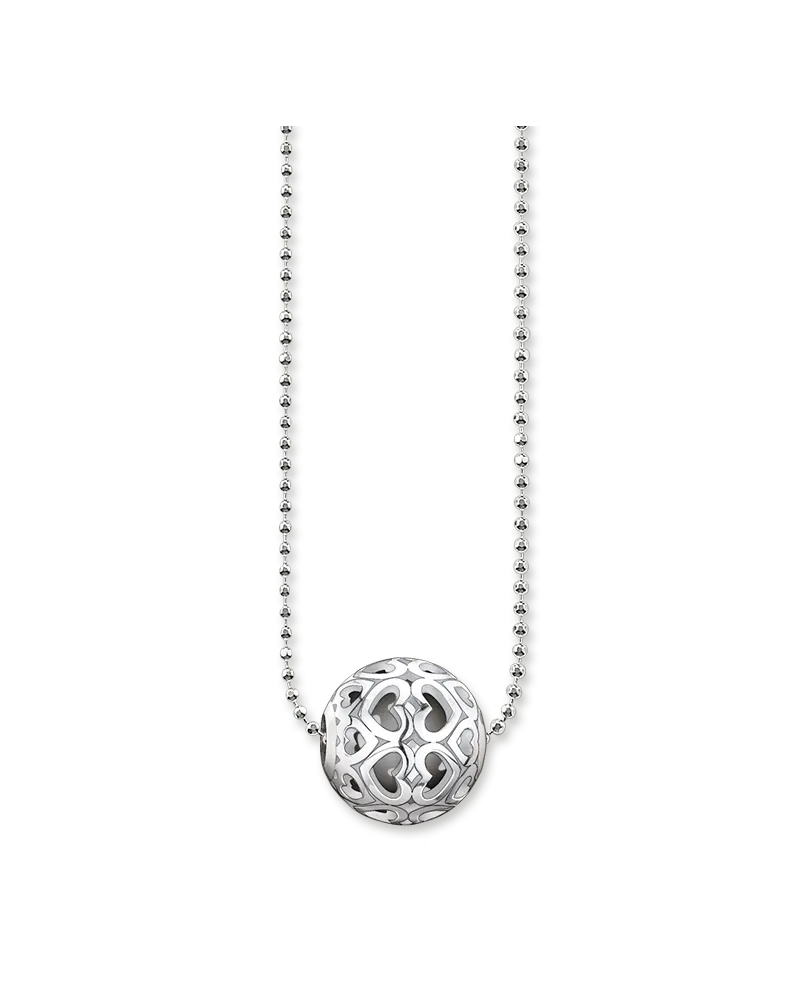 Thomas Sabo Damen Kette Herzen, Sterlingsilber, Karma Beads Silberfarben