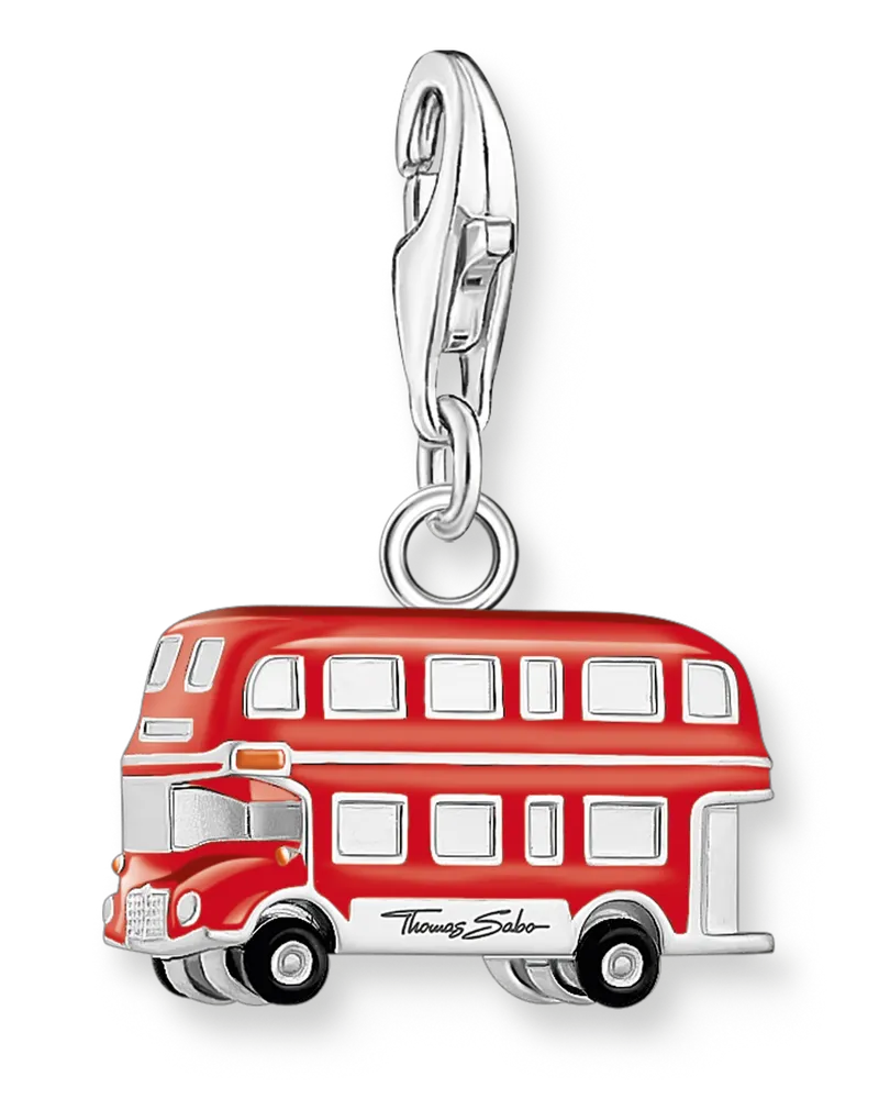 Thomas Sabo Damen Charm-Anhänger roter LONDON Bus Silber, Sterlingsilber, Charm Club Collection Orange