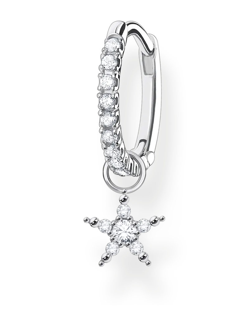 Thomas Sabo Damen Einzel Creole mit Stern Anhänger silber, Sterlingsilber, Charming Collection Silberfarben