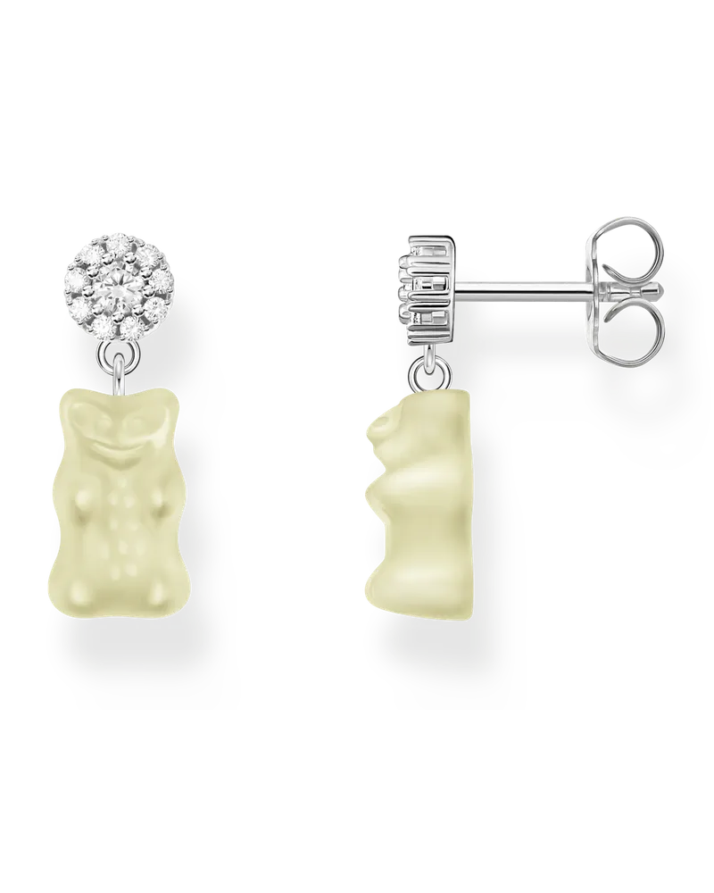 Thomas Sabo Damen Ohrstecker mit weißen Goldbären Silber, Sterlingsilber / Glas, Charming Collection Silberfarben