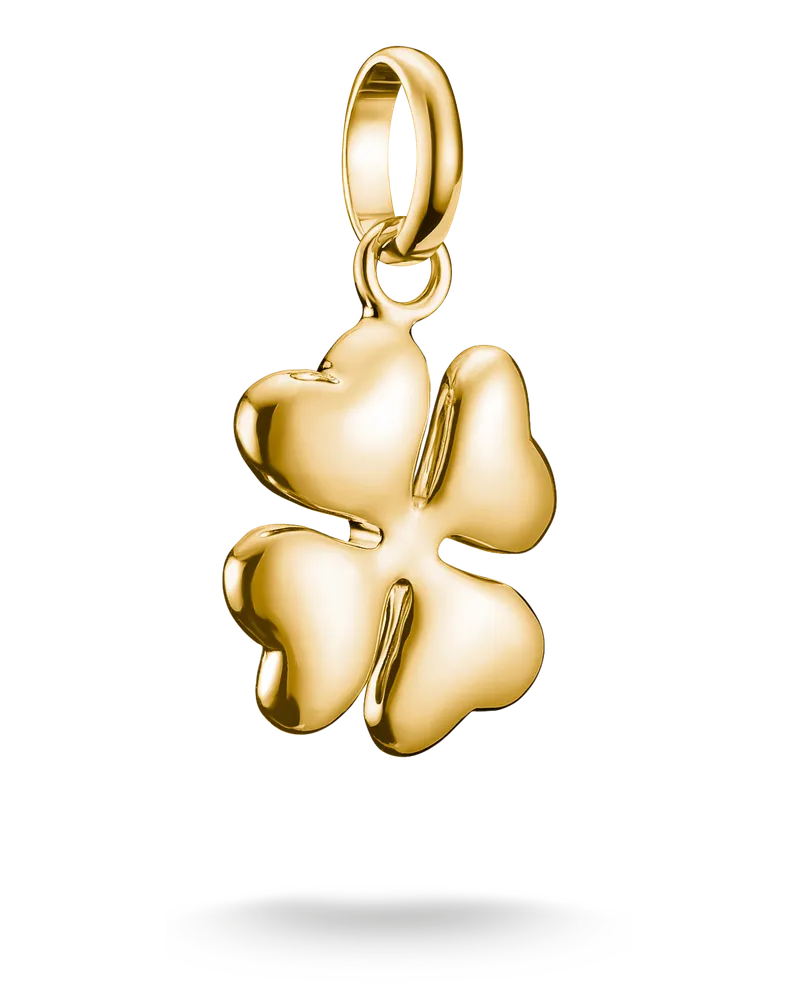 Thomas Sabo Damen Charm-Anhänger Glücksklee in 3D Connect vergoldet, Sterlingsilber Gelbgold vergoldet Gelbgoldfarben