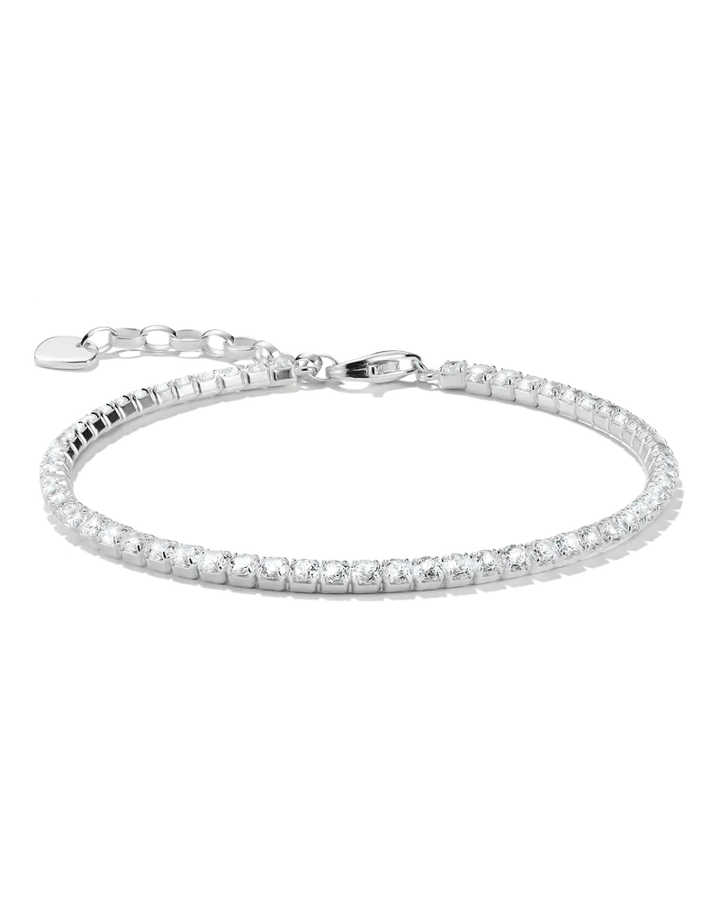 Thomas Sabo Damen Tennisarmband mit weißen Steinen Silber, Sterlingsilber Silberfarben