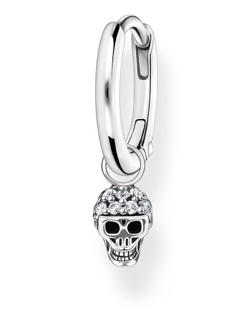 Thomas Sabo Einzel Creole mit Totenkopf Anhänger silber Silberfarben