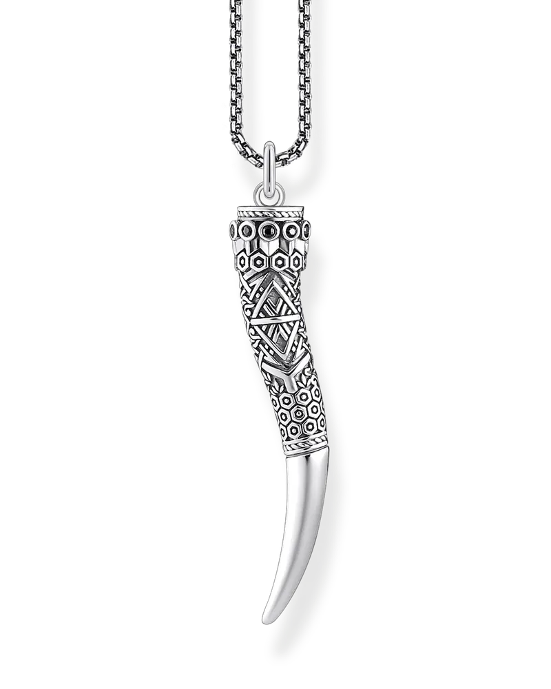 Thomas Sabo Herren Kette Akanthus Horn, Sterlingsilber Schwarz