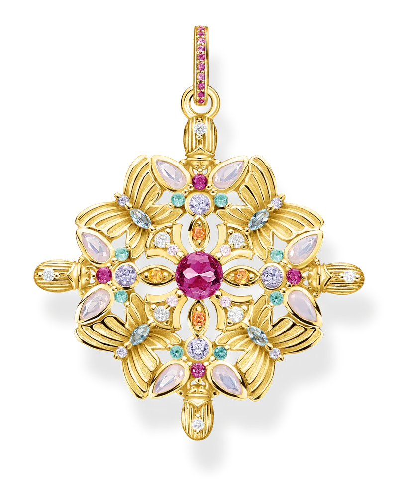 Thomas Sabo Damen Anhänger Amulett Kaleidoskop Schmetterling gold, Sterlingsilber Gelbgold vergoldet Blau