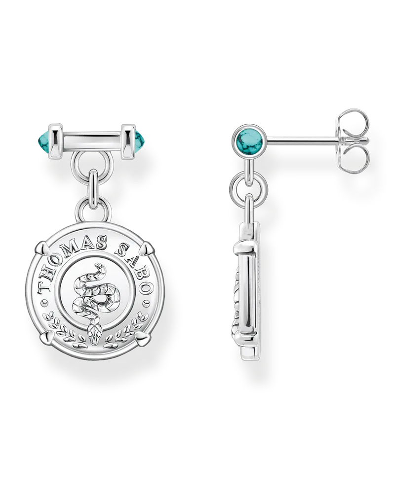 Thomas Sabo Damen Ohrringe mit Münzanhänger Silber, Sterlingsilber Silberfarben