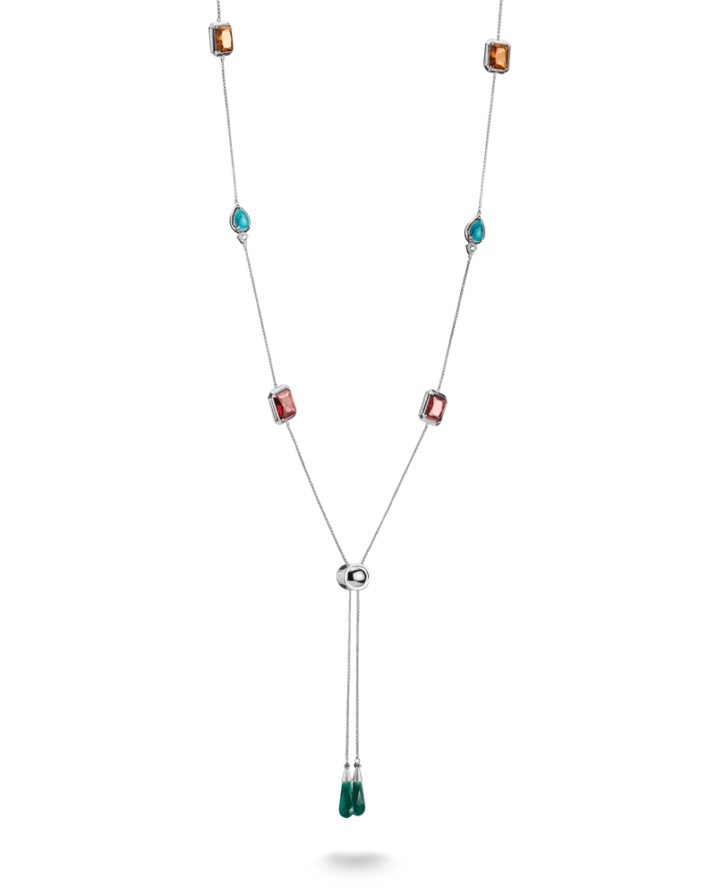 Thomas Sabo Damen Kette Bunte Steine Elyndra Silber, Sterlingsilber Gelb