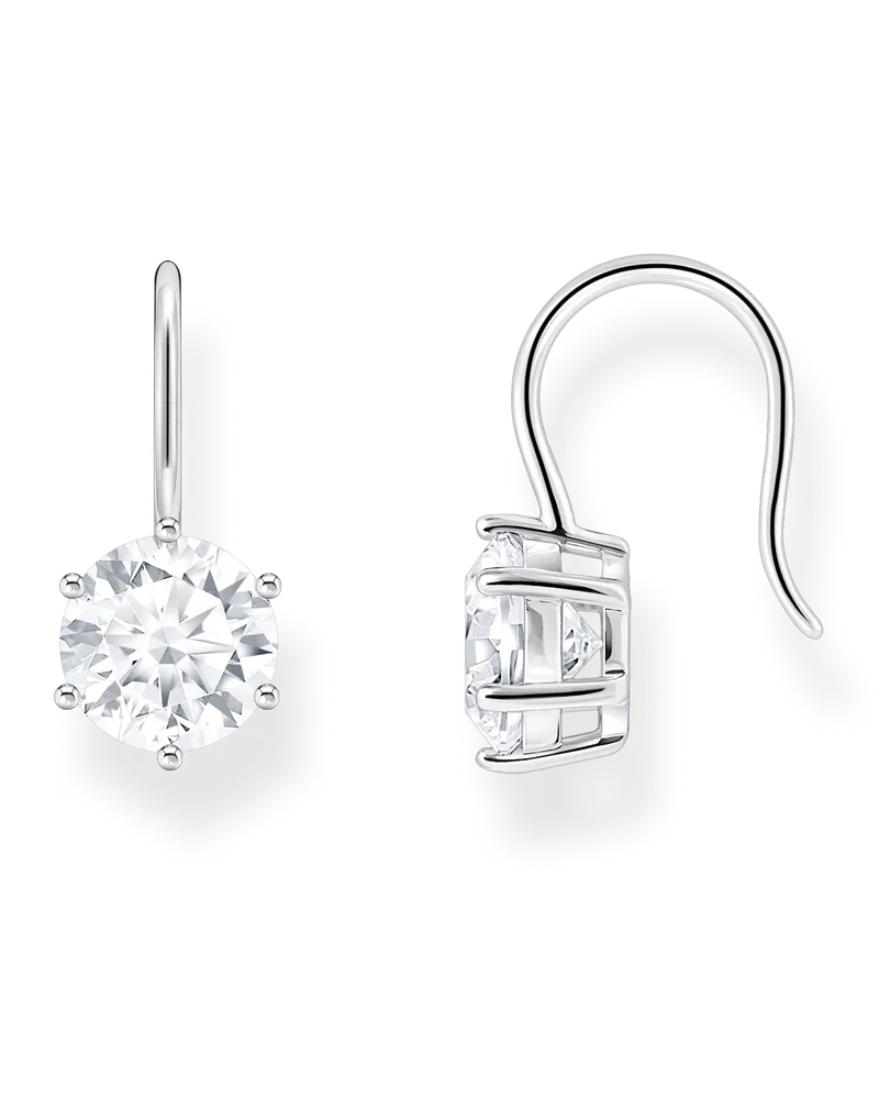 Thomas Sabo Damen Ohrhänger mit großem, weißem Zirkonia Silber, Sterlingsilber Silberfarben
