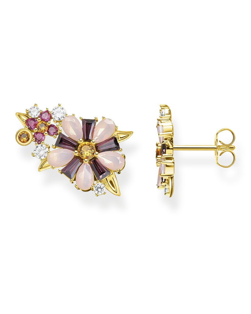 Thomas Sabo Ohrstecker Blumen farbige Steine gold Gelbgoldfarben